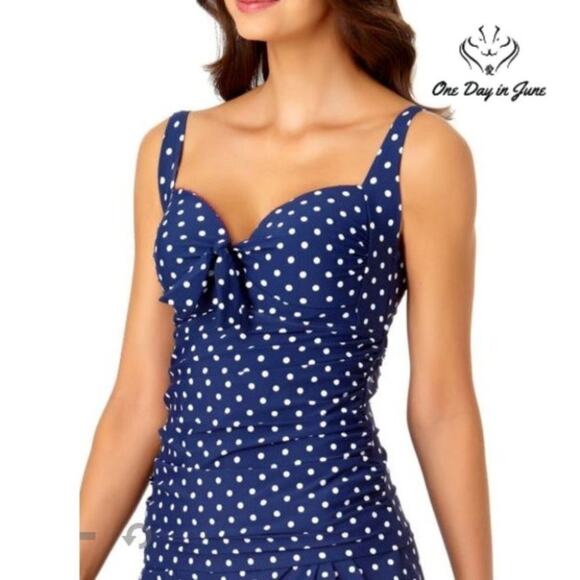 Liz Claiborne Dots Bra Tankini Top Size S - Picture 1 of 3